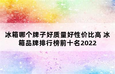 冰箱哪个牌子好质量好性价比高 冰箱品牌排行榜前十名2022